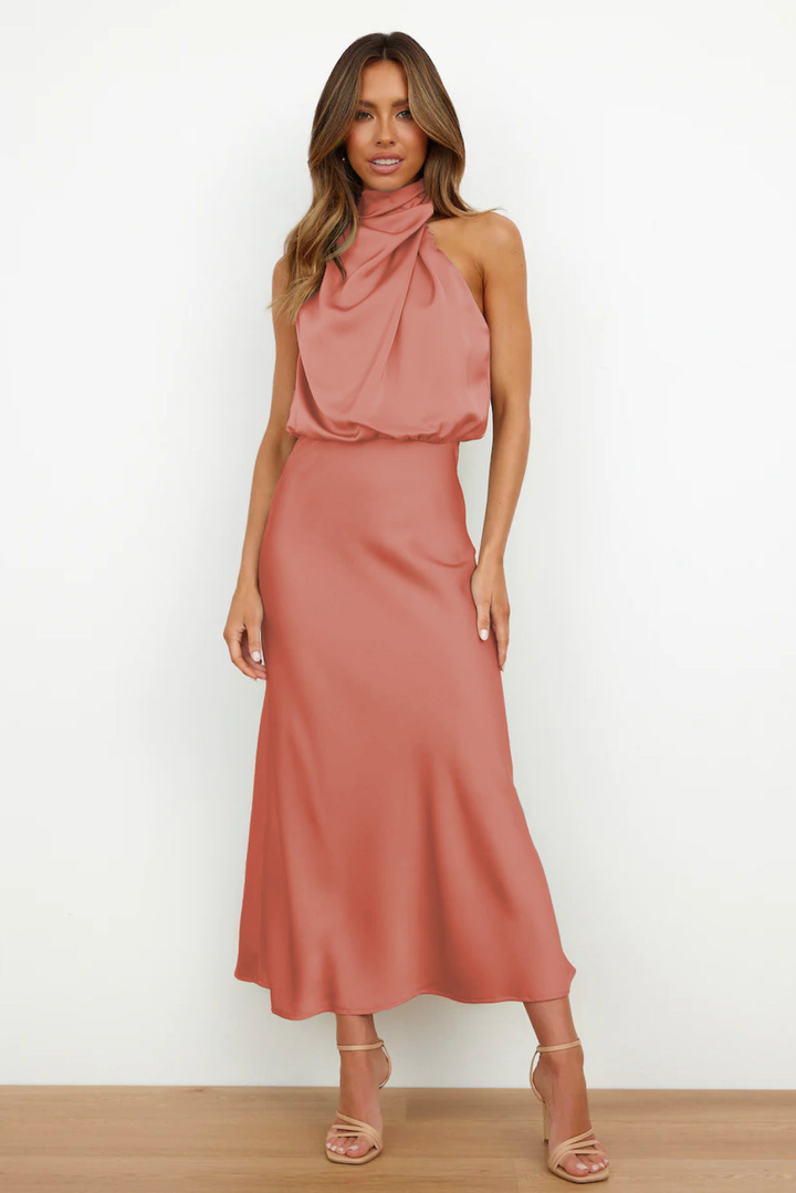 Vivienne | Women's Elegant Halter Neck Midi Dress