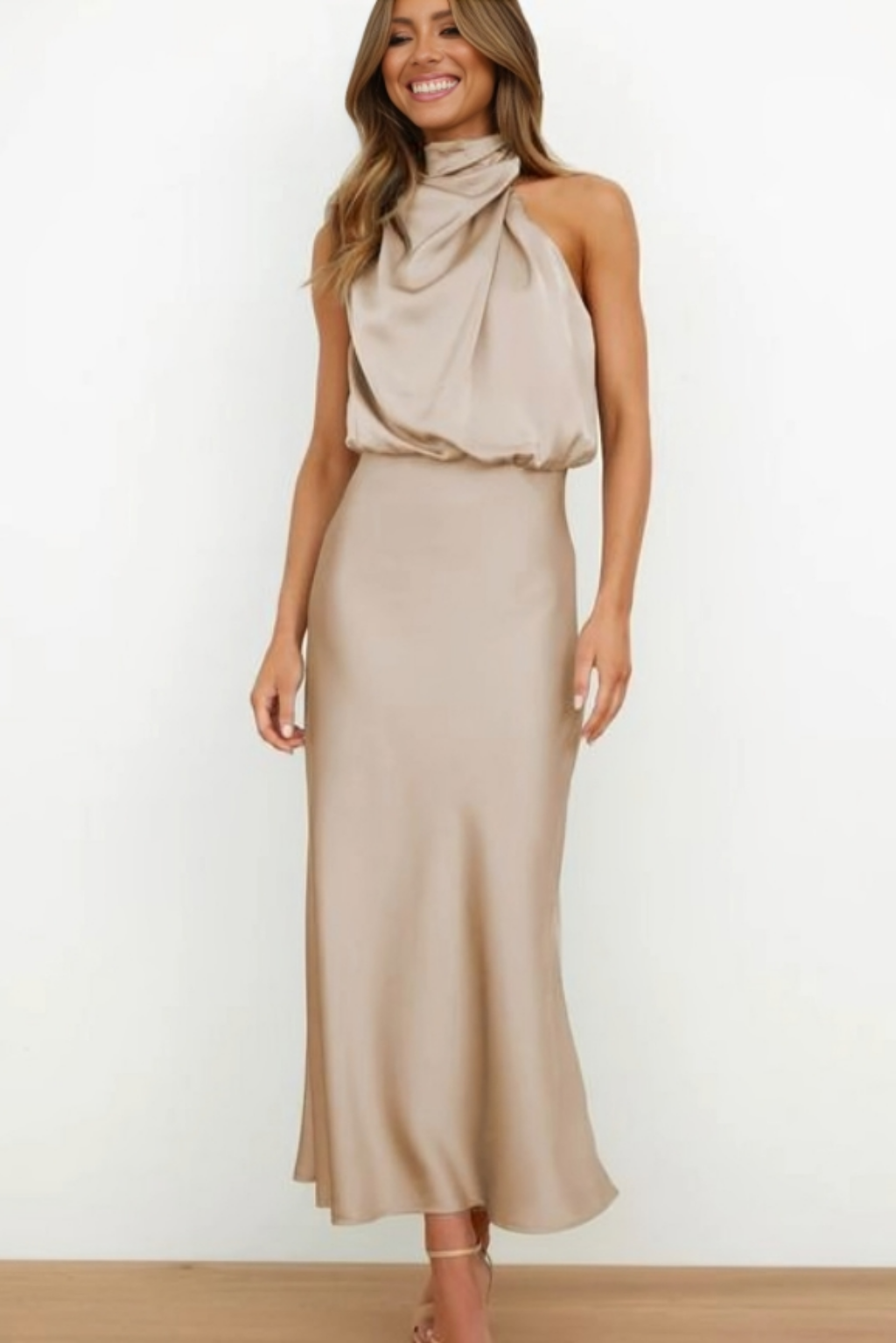 Vivienne | Women's Elegant Halter Neck Midi Dress