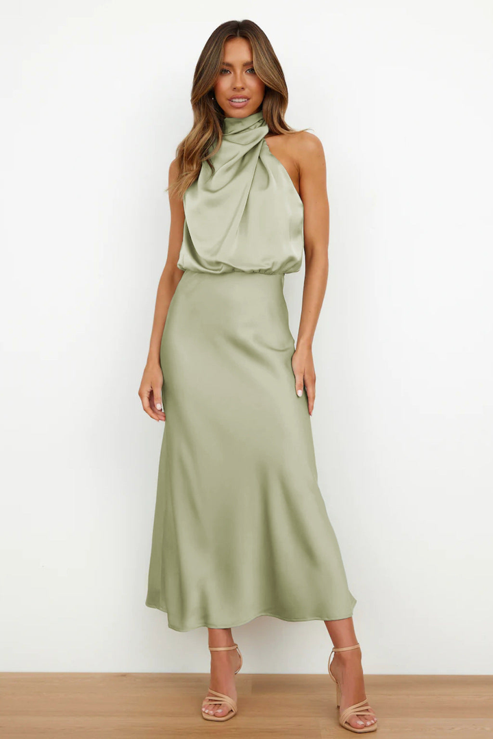Vivienne | Women's Elegant Halter Neck Midi Dress