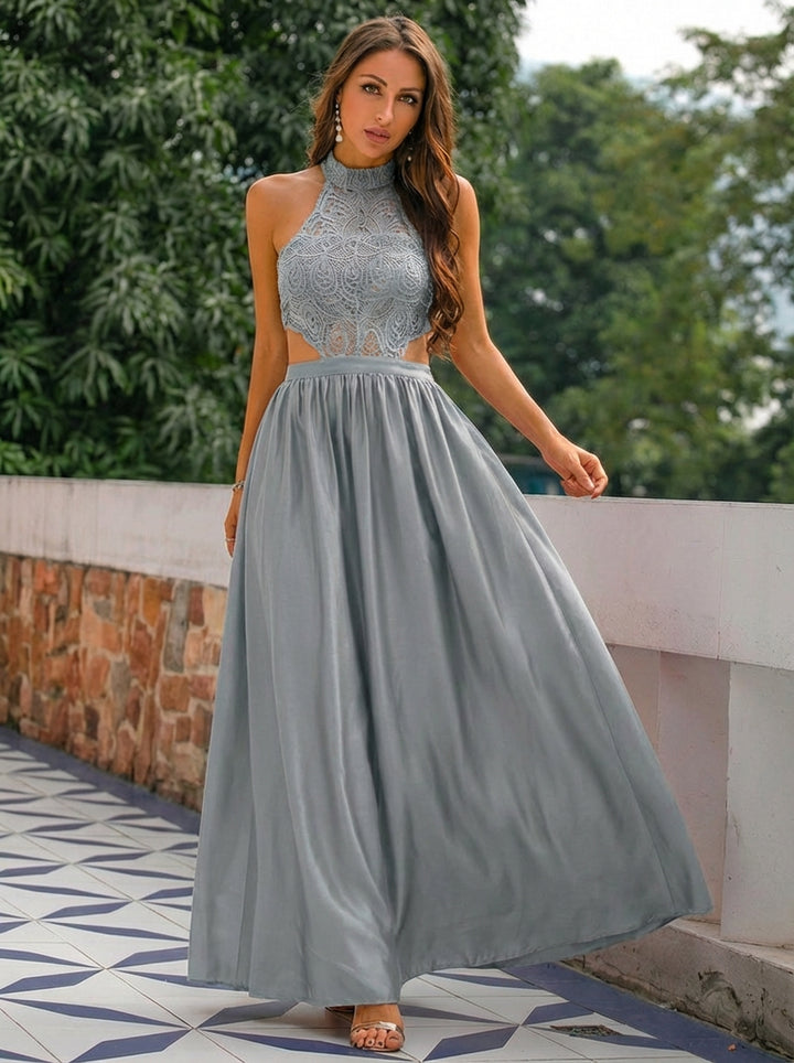 Charlotte | Women's Wedding Guest Dresses With Halter Neckline And Lace Bodice | Romantic