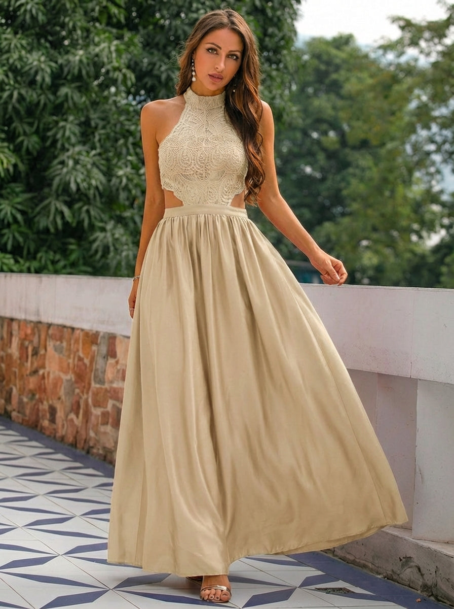 Charlotte | Women's Wedding Guest Dresses With Halter Neckline And Lace Bodice | Romantic