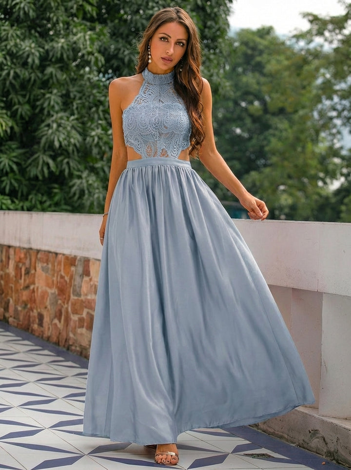 Charlotte | Women's Wedding Guest Dresses With Halter Neckline And Lace Bodice | Romantic