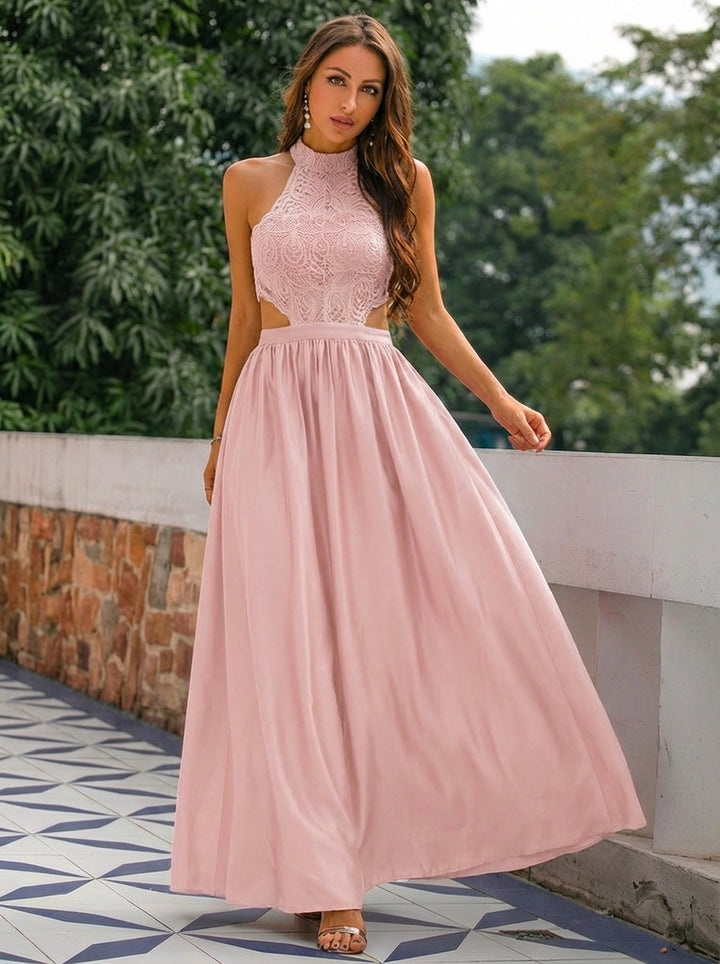 Charlotte | Women's Wedding Guest Dresses With Halter Neckline And Lace Bodice | Romantic