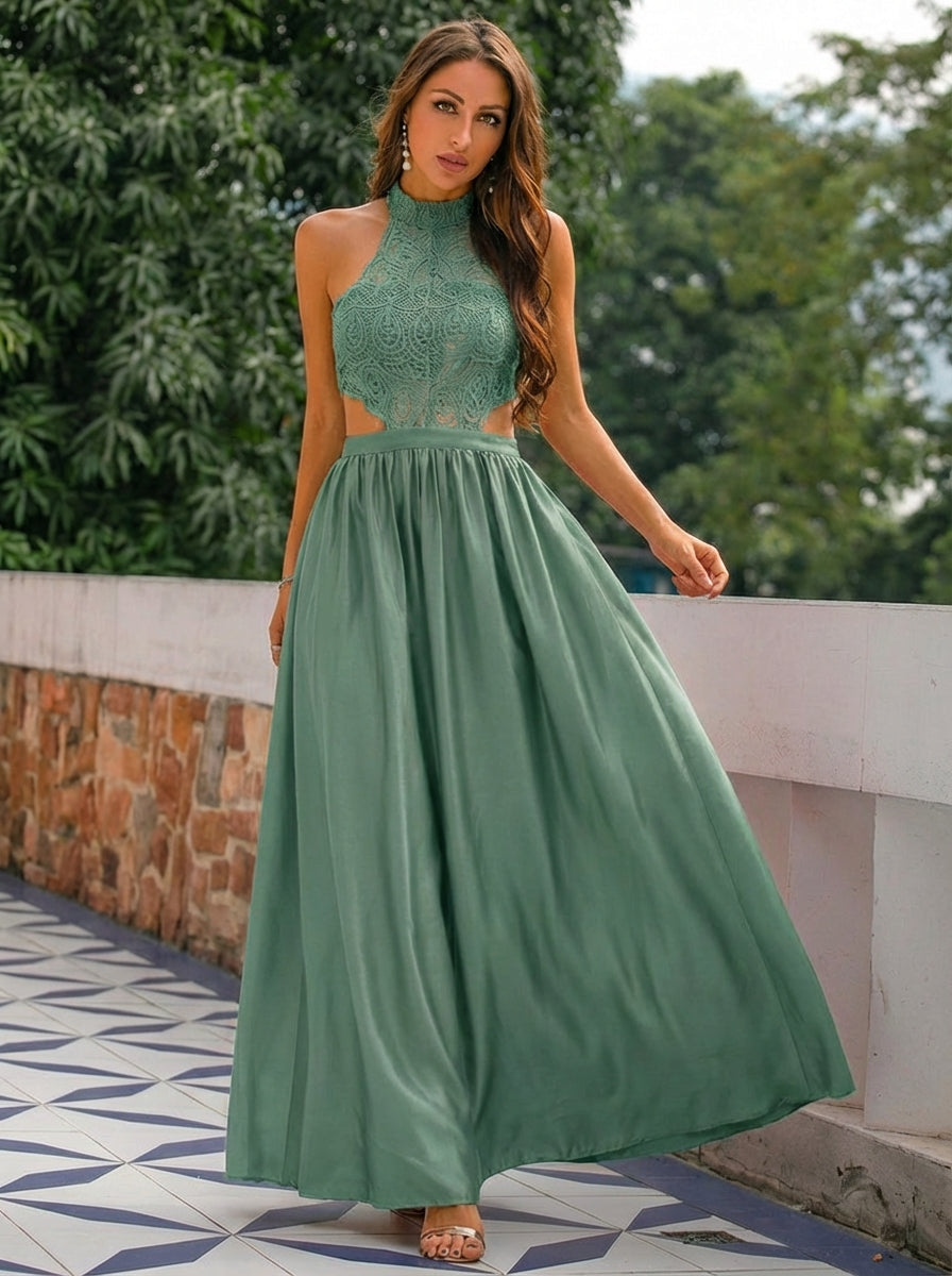 Charlotte | Women's Wedding Guest Dresses With Halter Neckline And Lace Bodice | Romantic