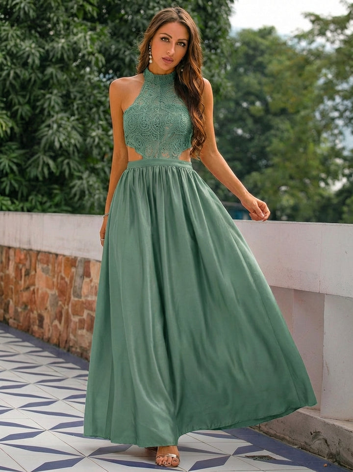 Charlotte | Women's Wedding Guest Dresses With Halter Neckline And Lace Bodice | Romantic