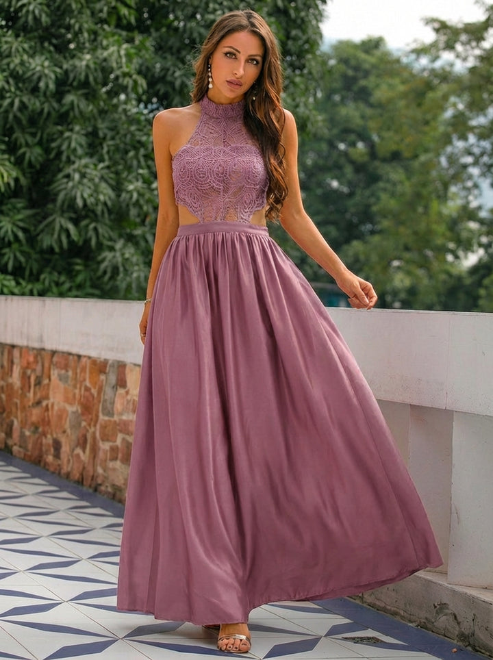 Charlotte | Women's Wedding Guest Dresses With Halter Neckline And Lace Bodice | Romantic