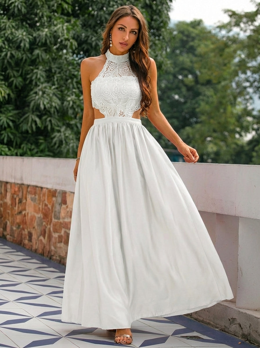 Charlotte | Women's Wedding Guest Dresses With Halter Neckline And Lace Bodice | Romantic